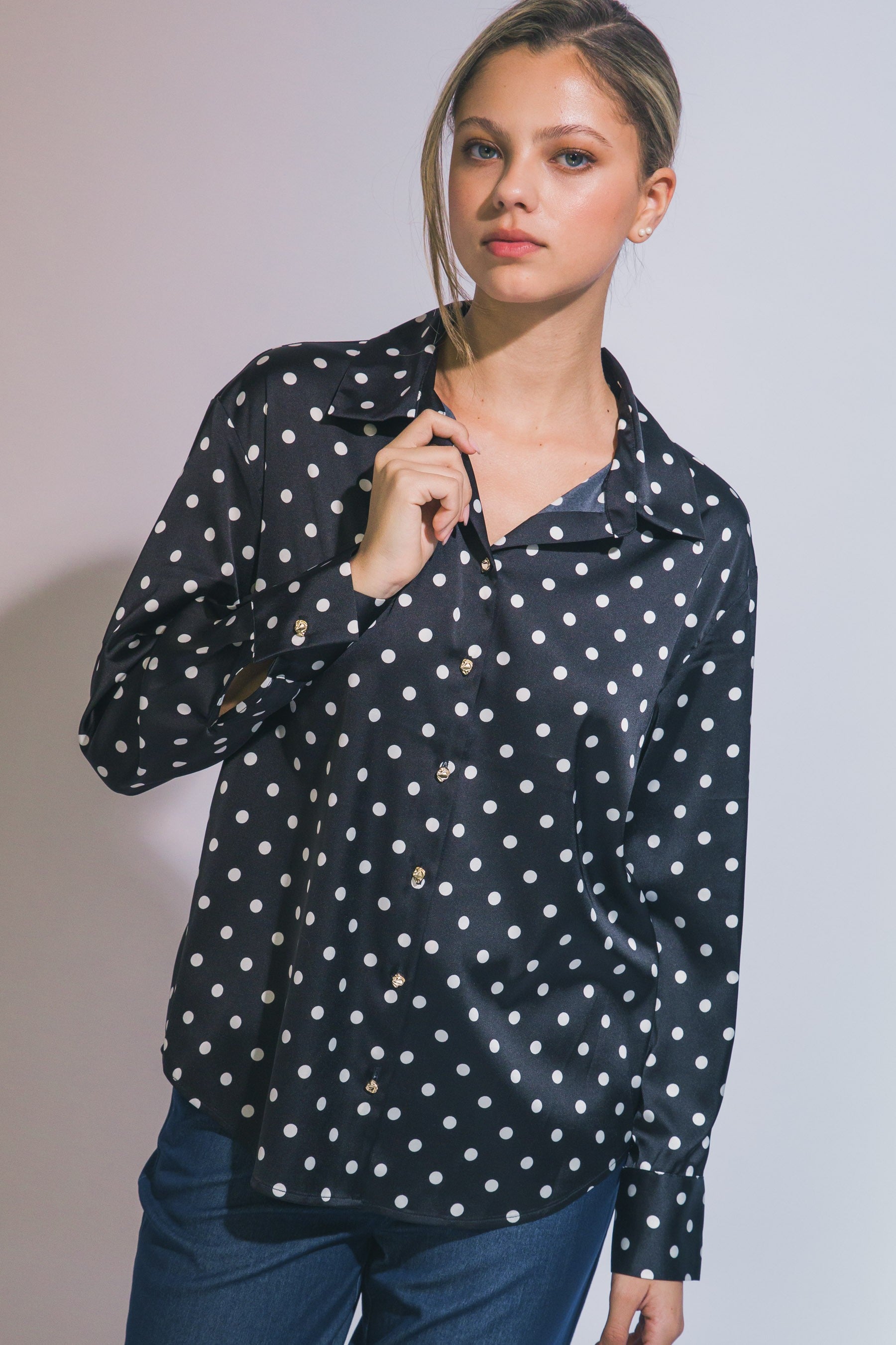 Camisa Ml Seda Lunares