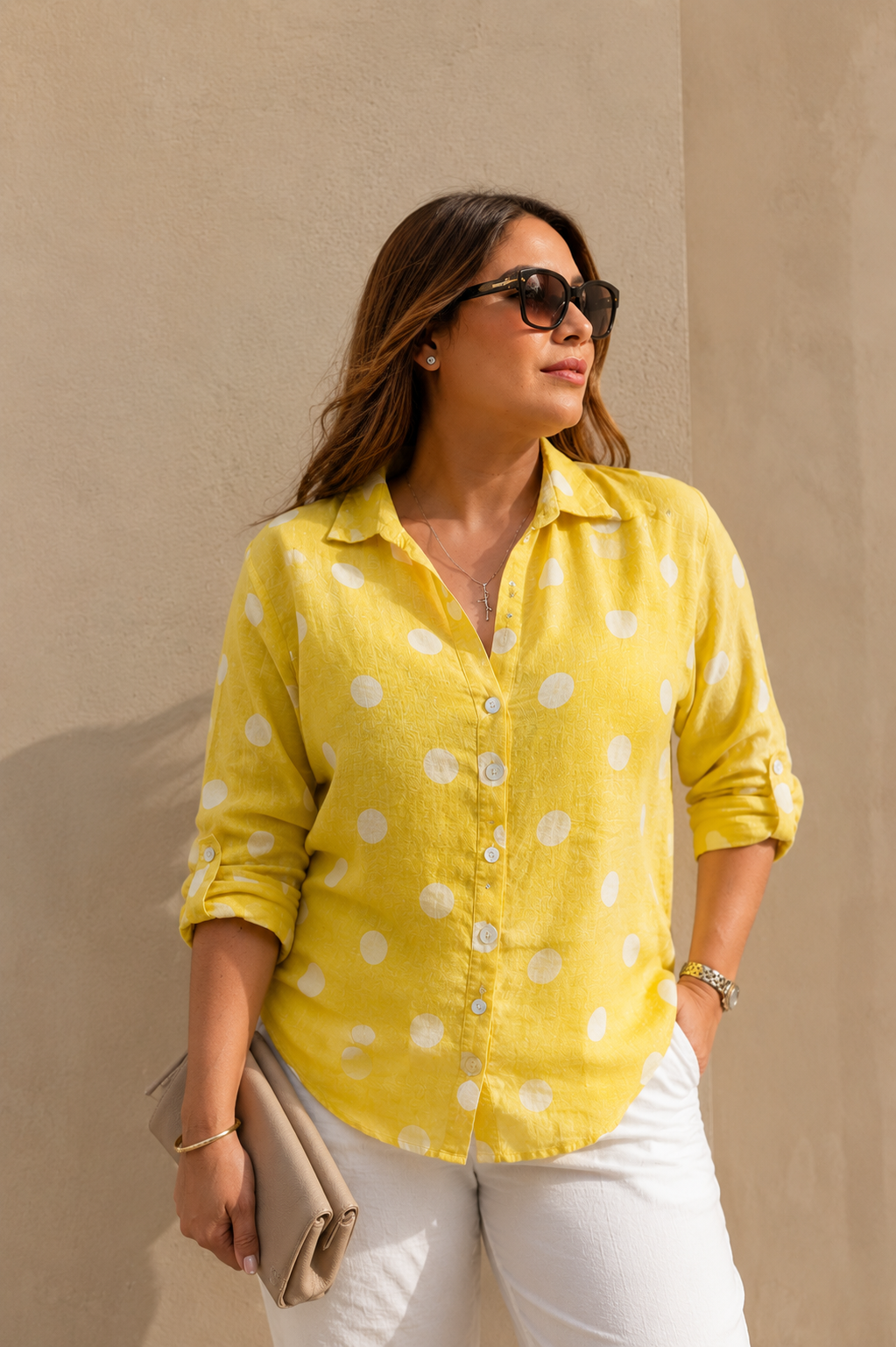 Camisa Lino Lunares Grande R.6684