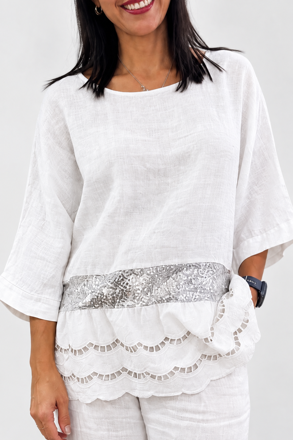 Blusa M3/4 Franja Lt R.8087