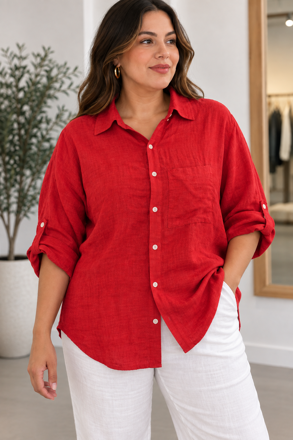 Camisa M3/4 Plain Lino R.8922