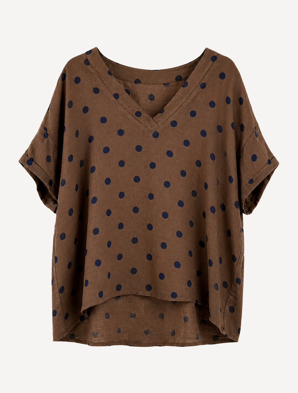 Blusa M3/4 Cuello V Lunares