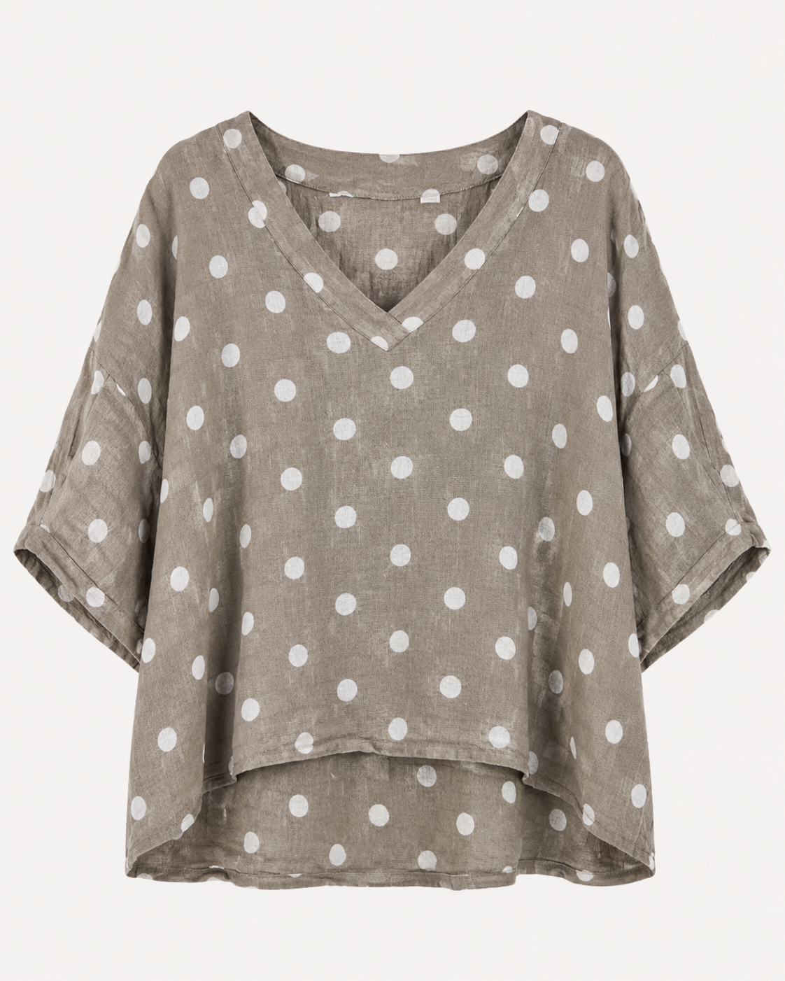 Blusa M3/4 Cuello V Lunares