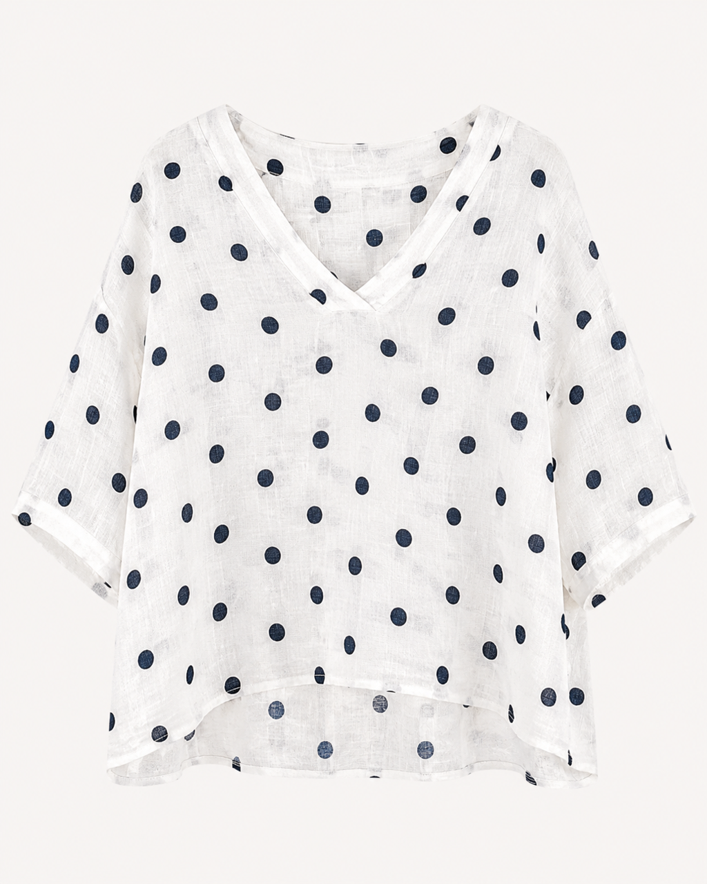 Blusa M3/4 Cuello V Lunares