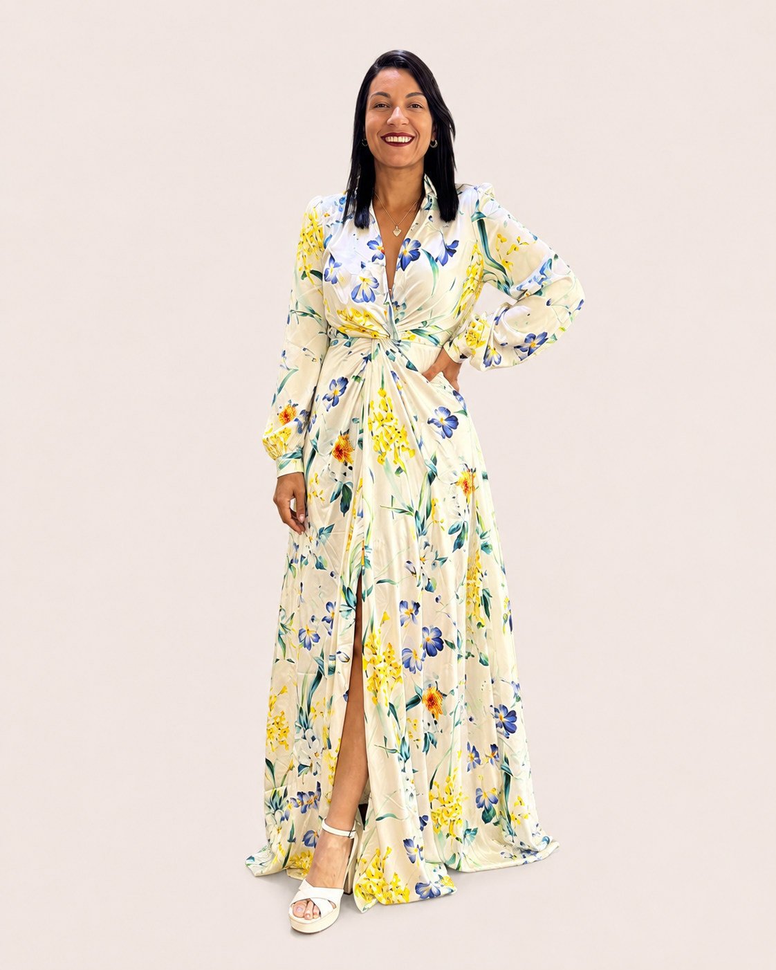 Vestido Ml Estampado Satin