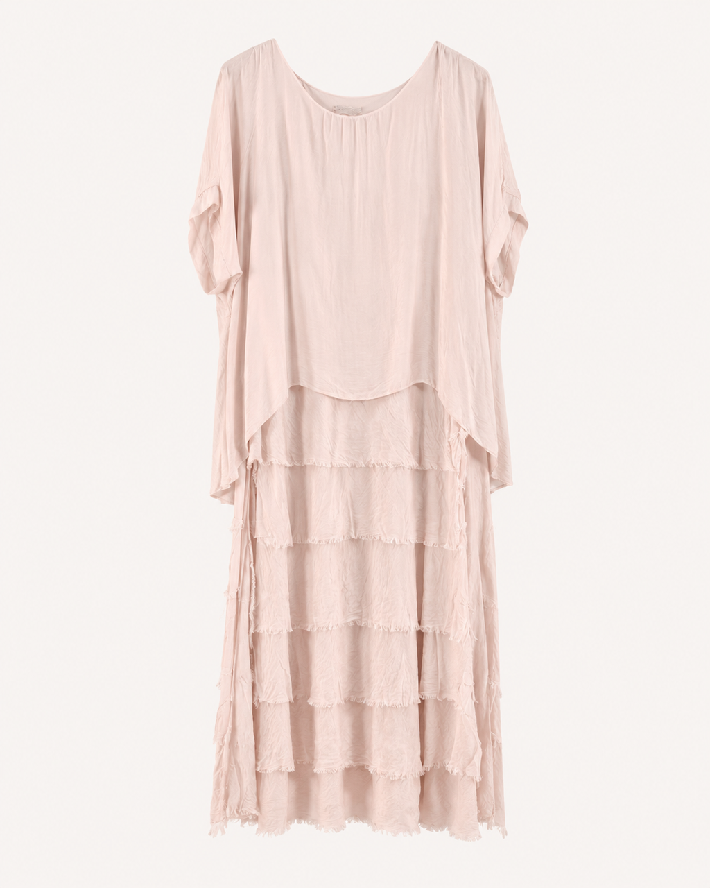 Vestido Largo Flecos Seda