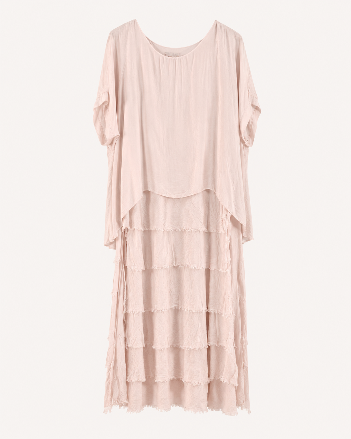Vestido Largo Flecos Seda