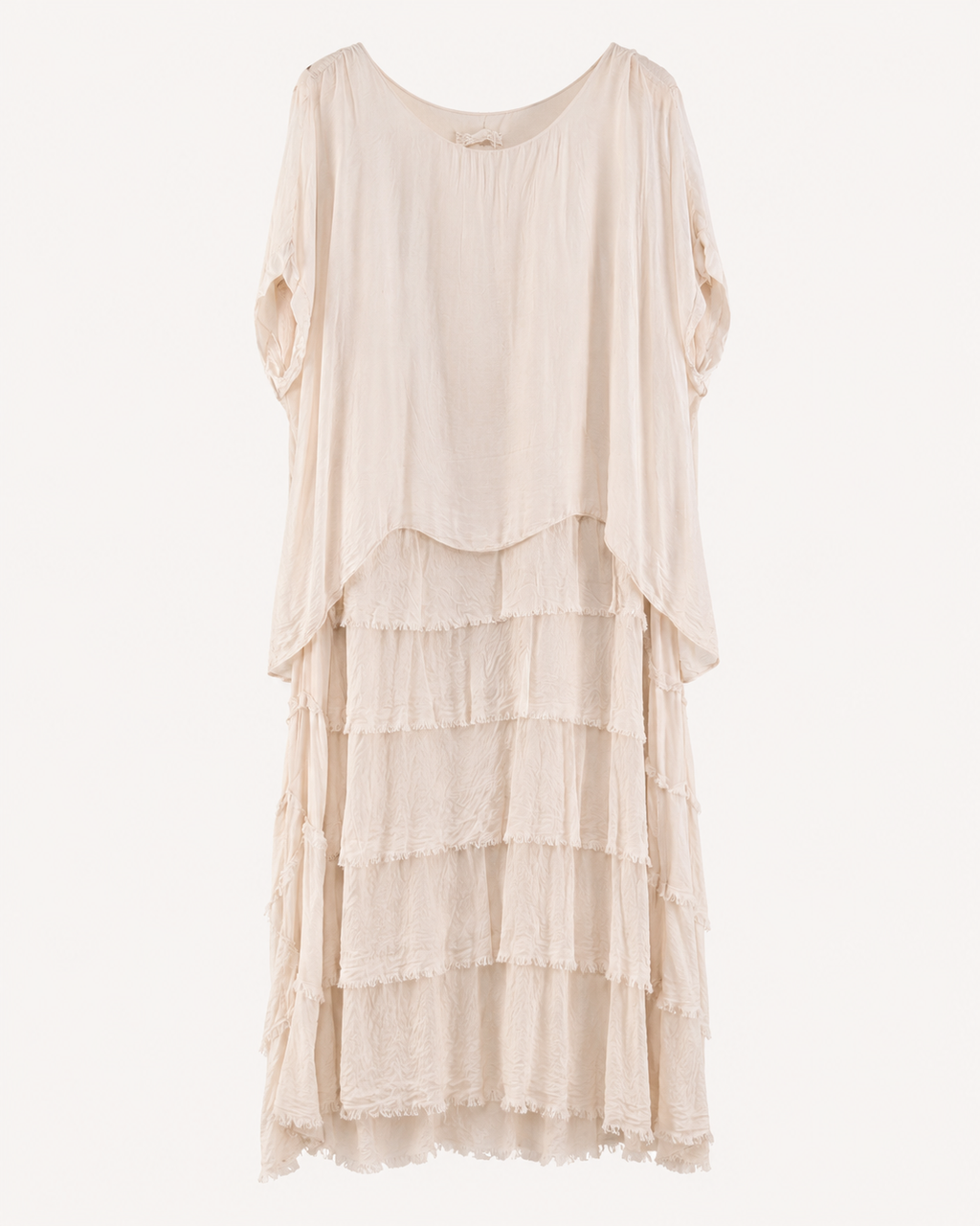 Vestido Largo Flecos Seda