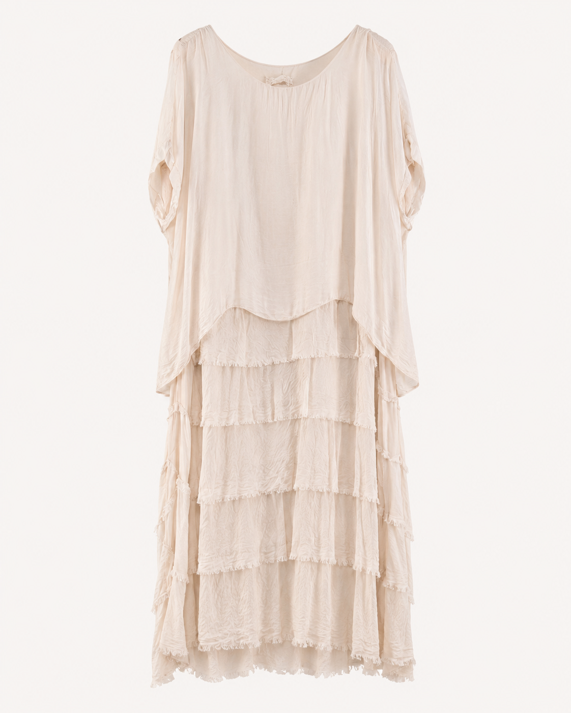 Vestido Largo Flecos Seda