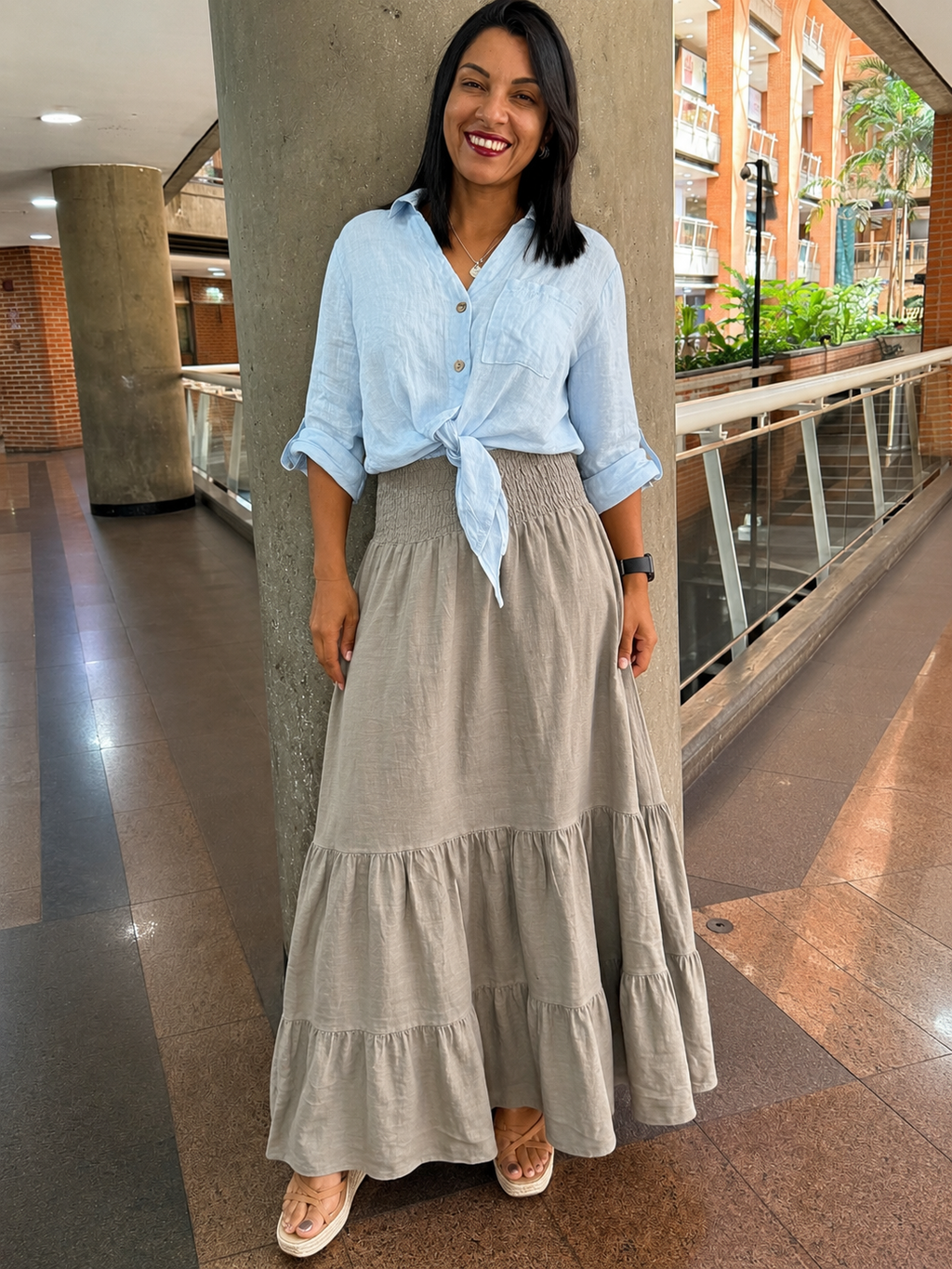 Falda Larga Lino Plain