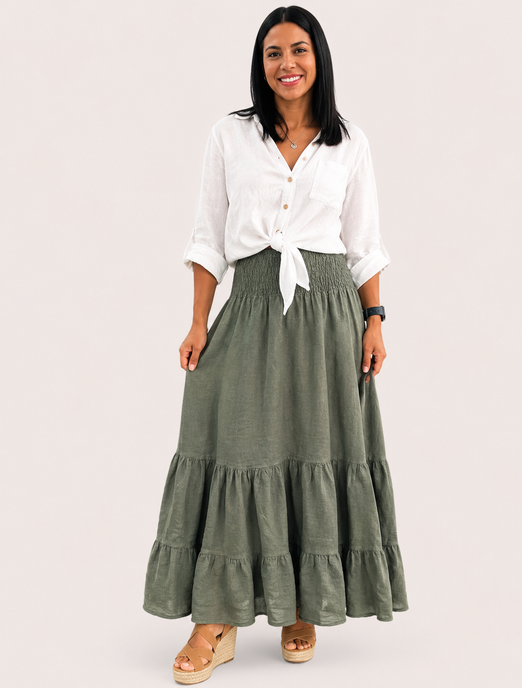 Falda Larga Lino Plain