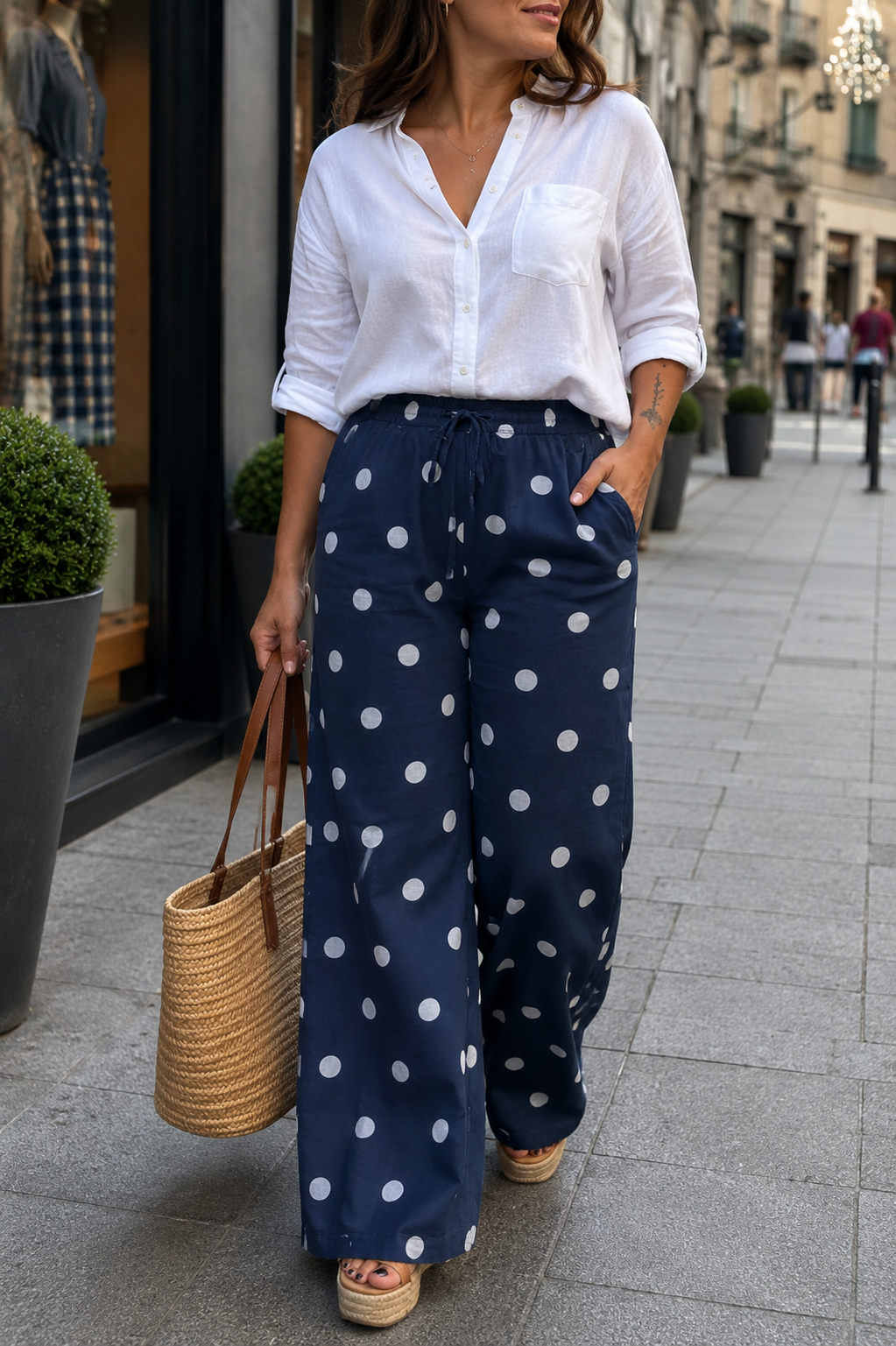 Pantalon Lino Lunares R.998S