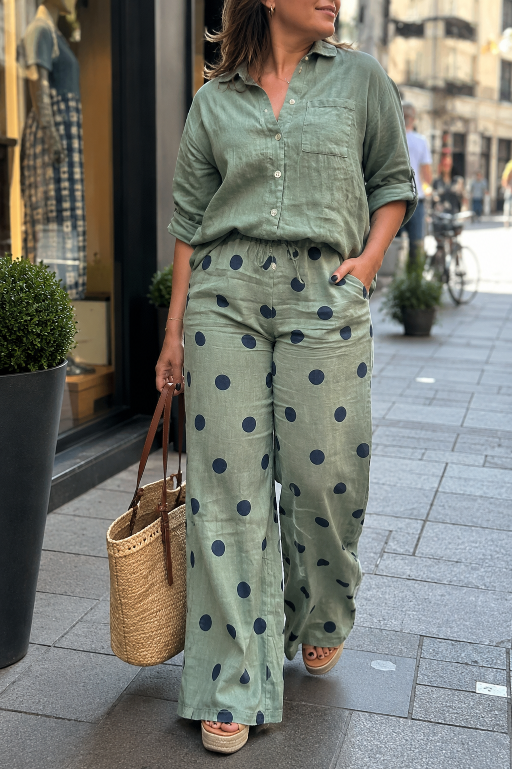 Pantalon Lino Lunares R.998S
