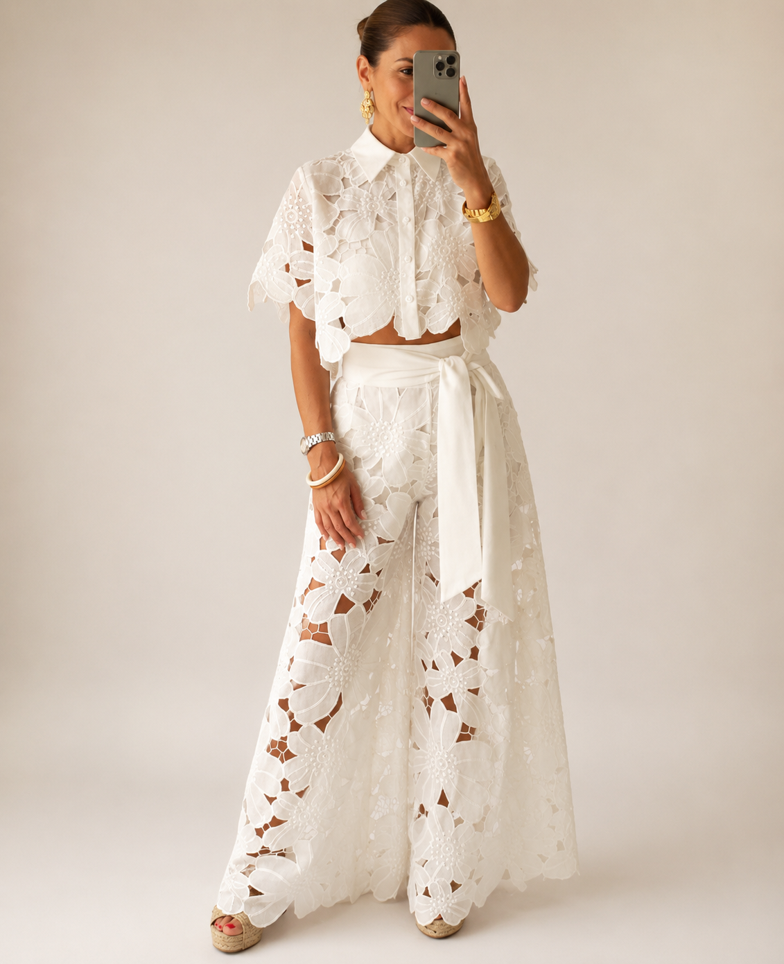 CONJUNTO BRODERIE MC PANTALON BLANCO