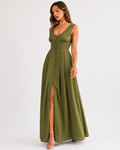 VESTIDO SM LARGO BOTONES VERDE OLIVA