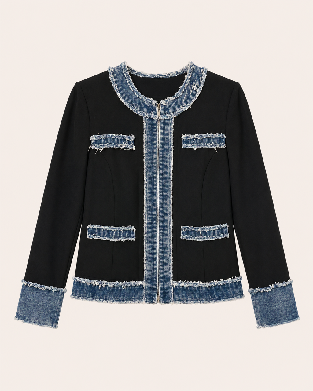 CHAQUETA INTERVENIDA JEANS & NEGRO