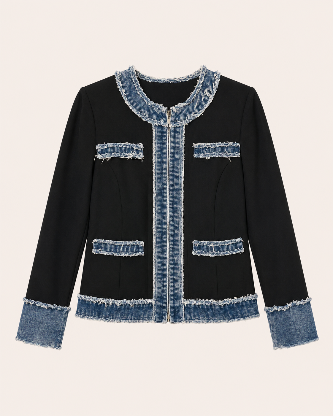 CHAQUETA INTERVENIDA JEANS & NEGRO