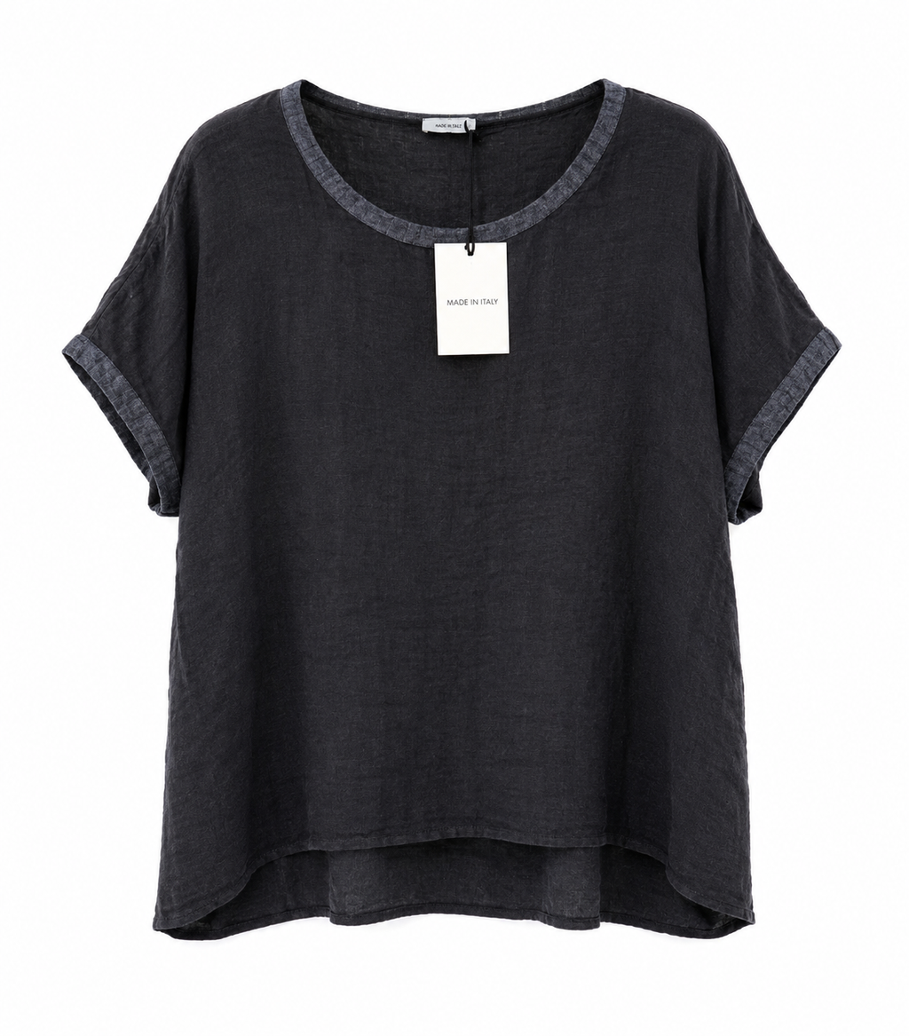 BLUSA CUELLO REDONDO LINO