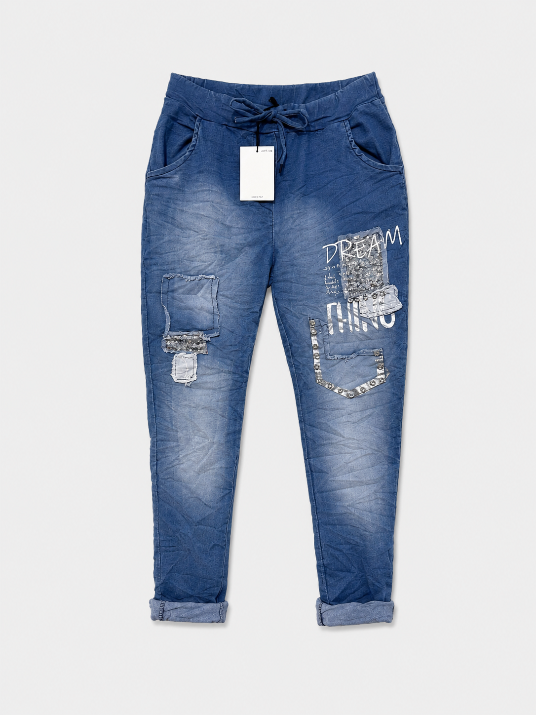 JOGGER DENIM DETALLE PLATA