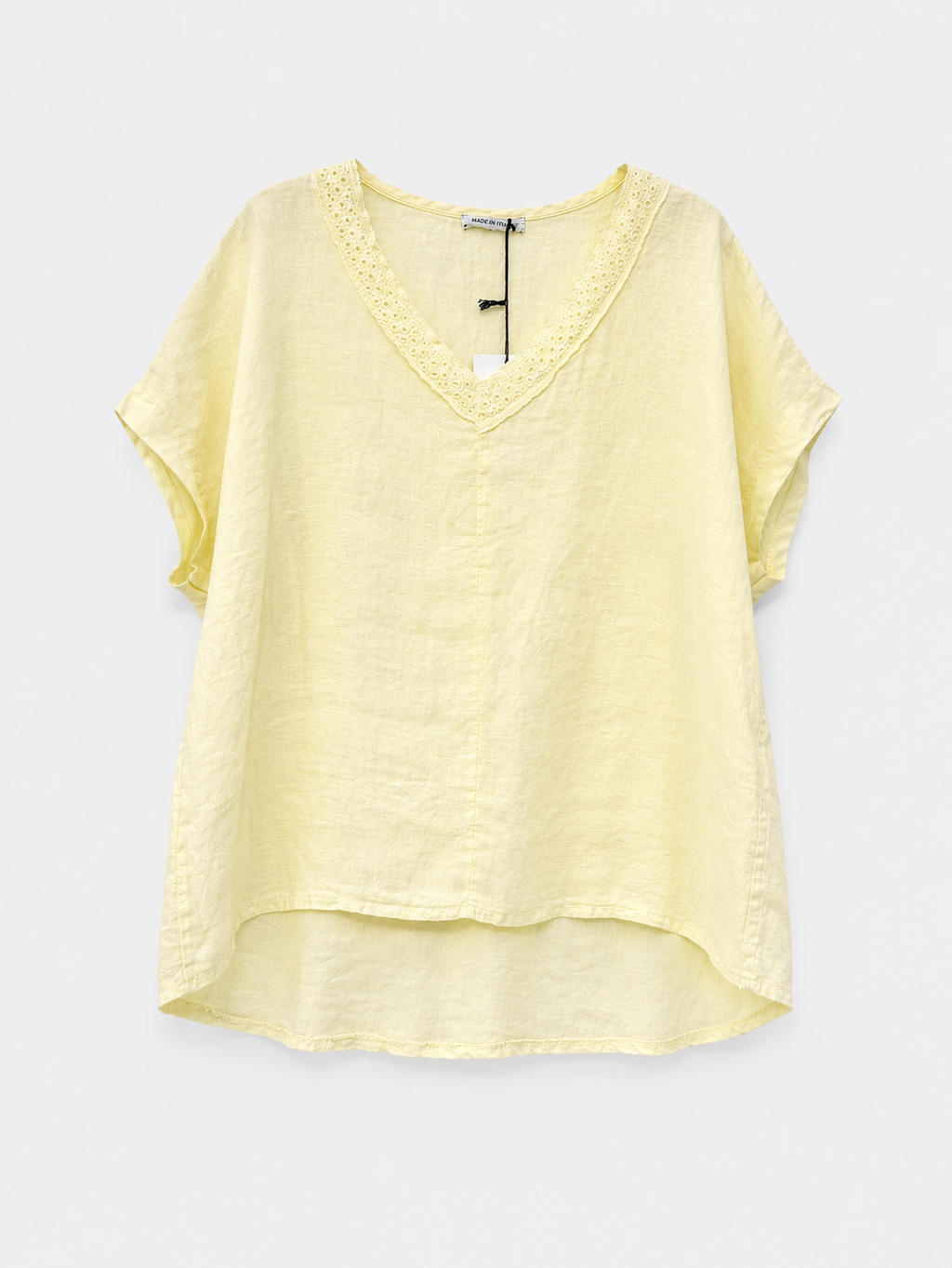 BLUSA MC LINO CUELLO V BRODERIE