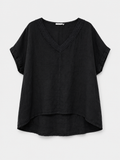 BLUSA MC LINO CUELLO V BRODERIE