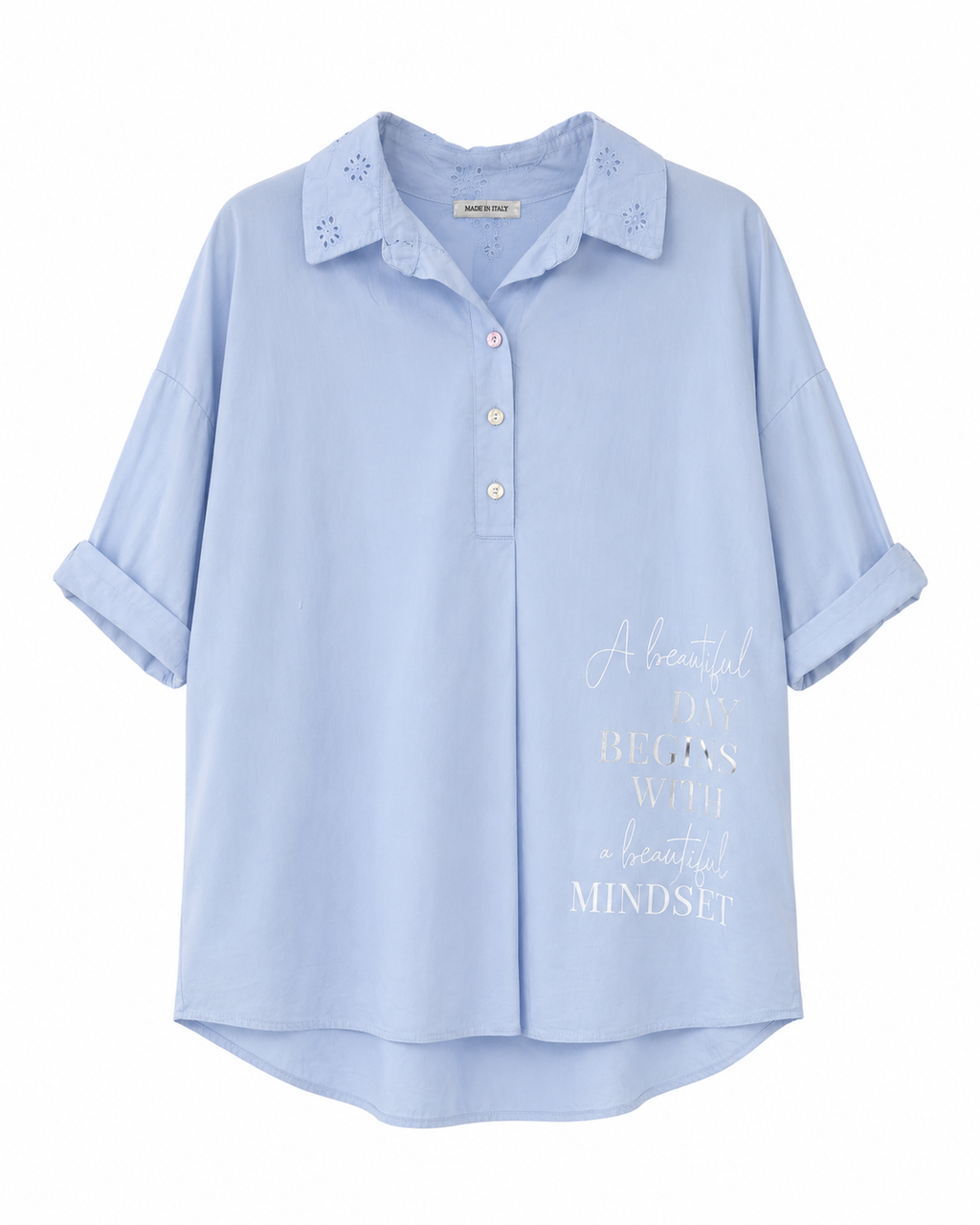 CAMISA CUELLO BRODERIE DETALLE PLATA
