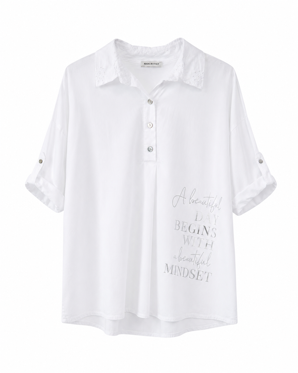 CAMISA CUELLO BRODERIE DETALLE PLATA