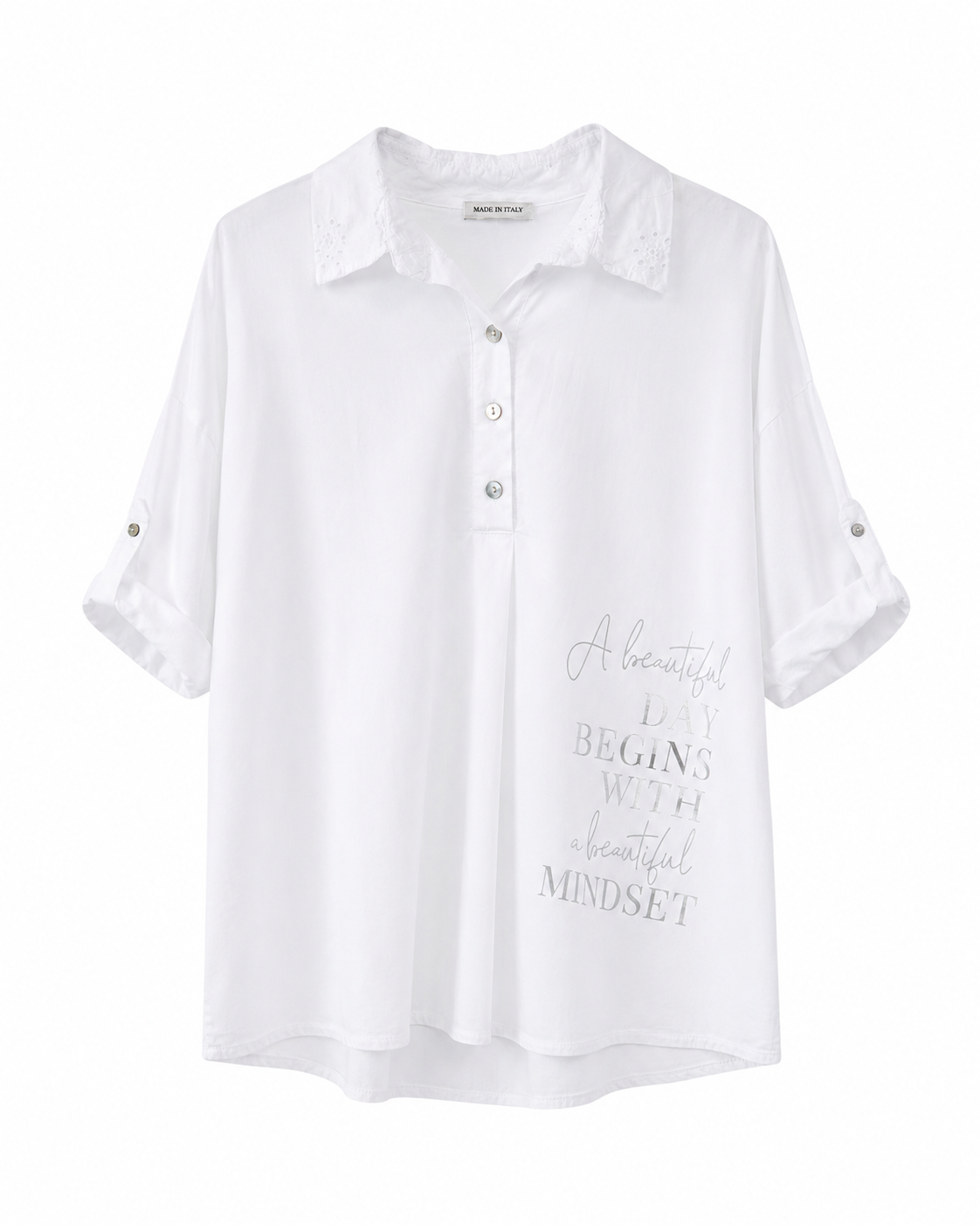 CAMISA CUELLO BRODERIE DETALLE PLATA