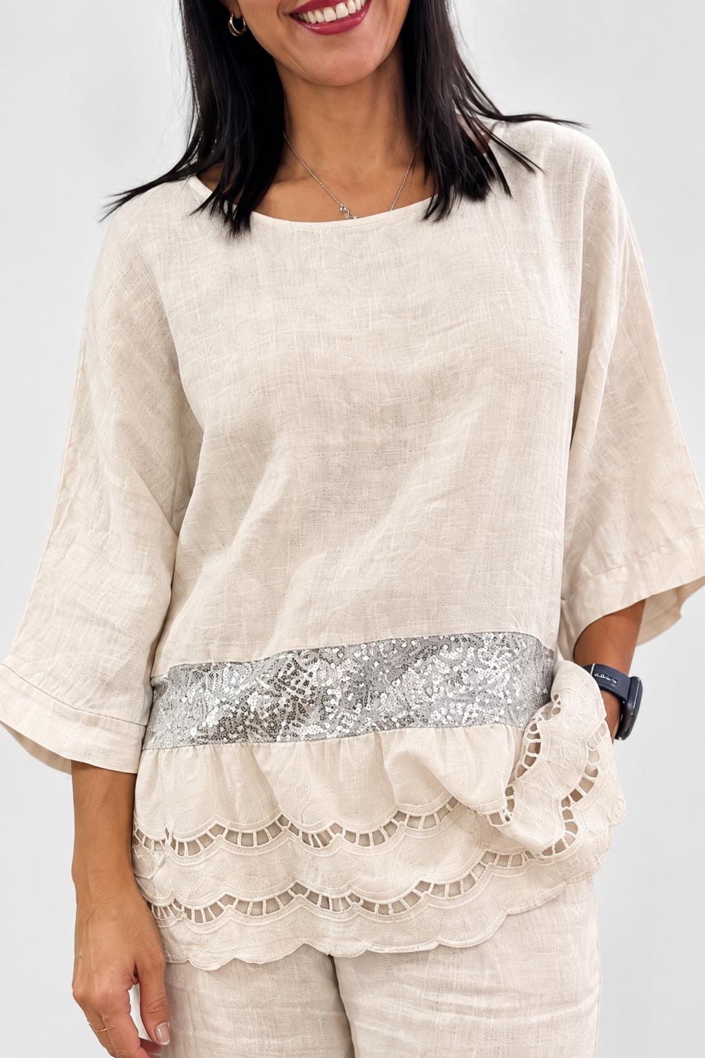 Blusa M3/4 Franja Lt R.8087