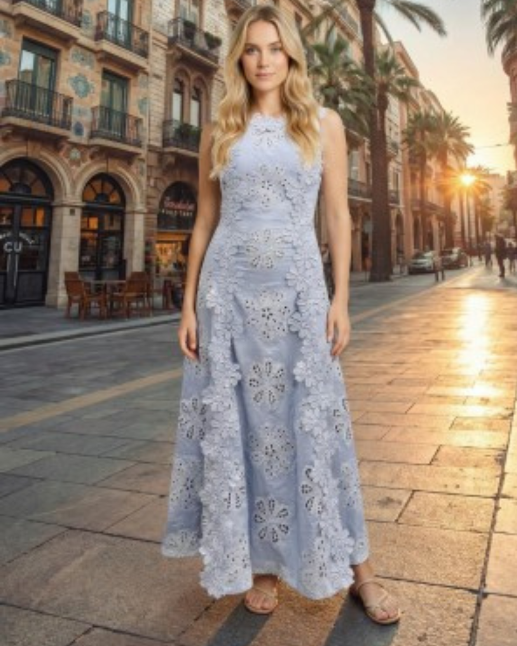 VESTDIO SM MIDI ENCAJE Y OJALES