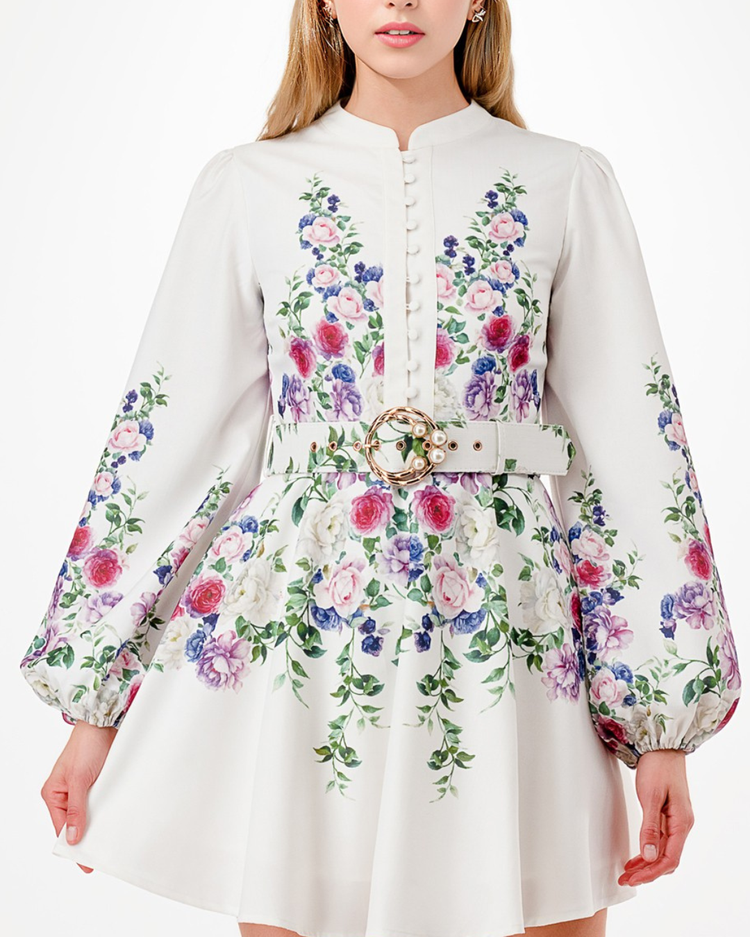 VESTDIO ML CORTO FLORES