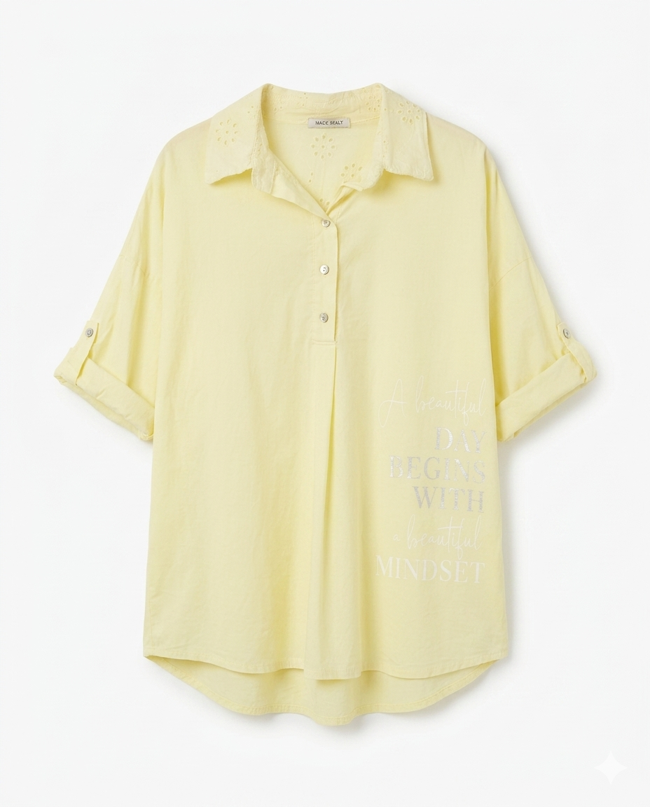 CAMISA CUELLO BRODERIE DETALLE PLATA
