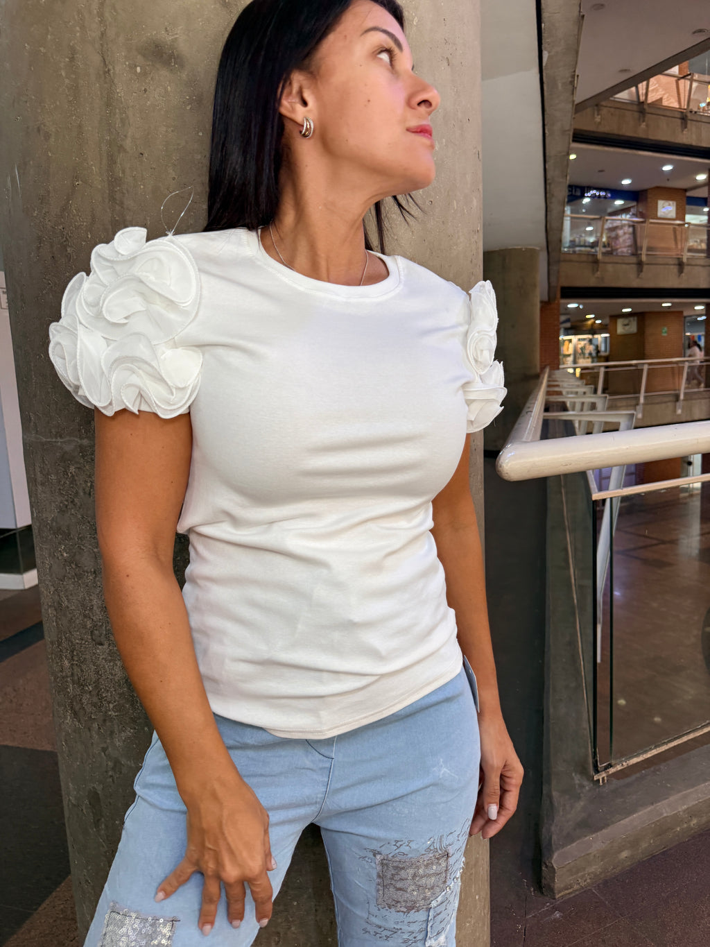 Franela Manga Flor