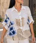 Camisa Grande Flores Lino R.5500