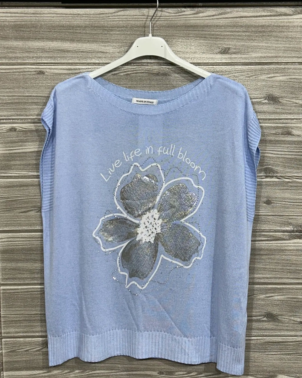 BLUSA SM FLOR PLATEADA