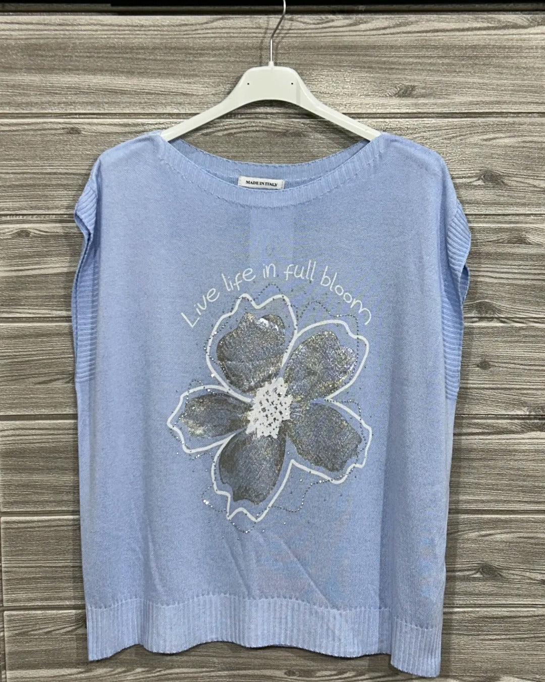 BLUSA SM FLOR PLATEADA