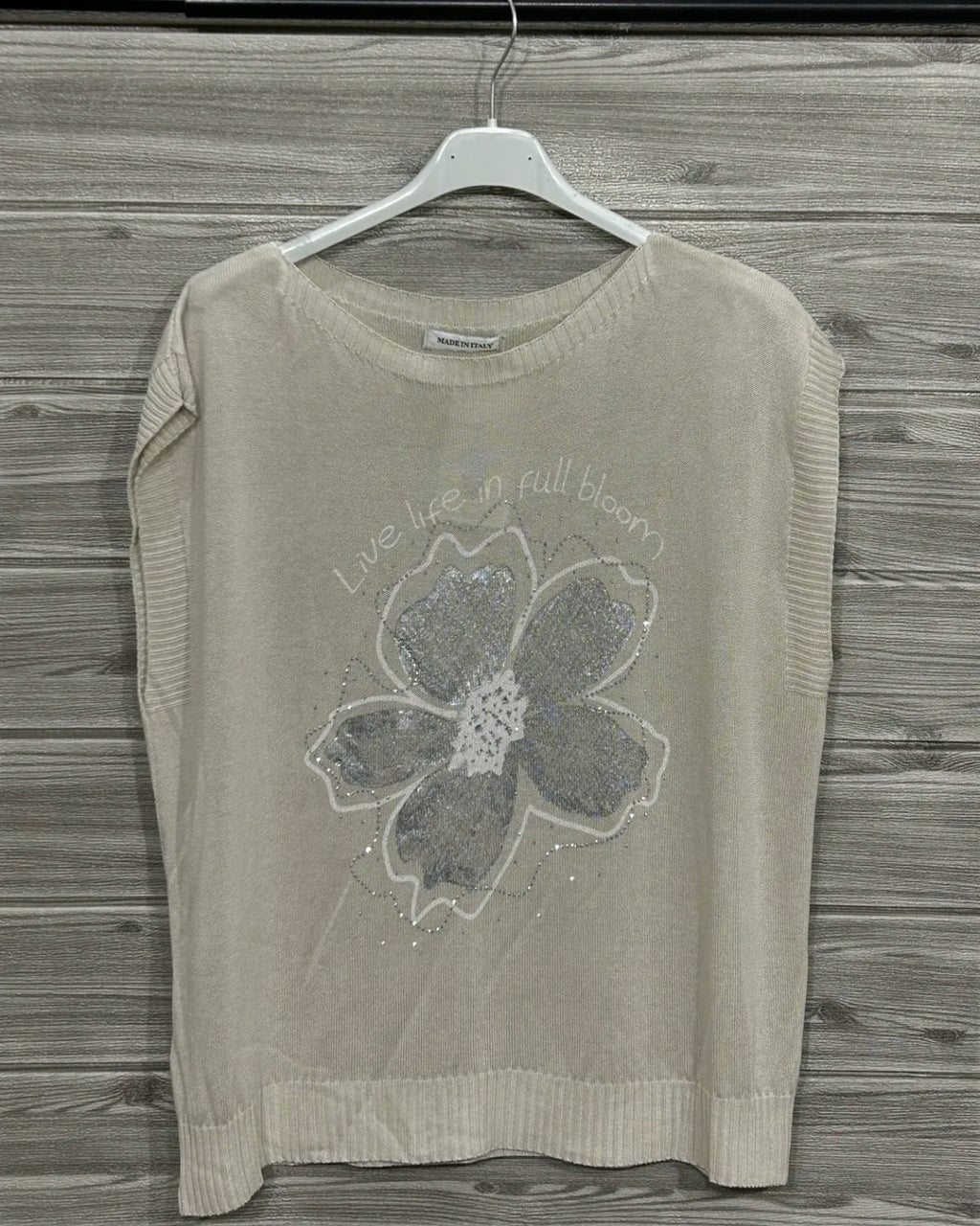 BLUSA SM FLOR PLATEADA