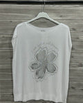 BLUSA SM FLOR PLATEADA