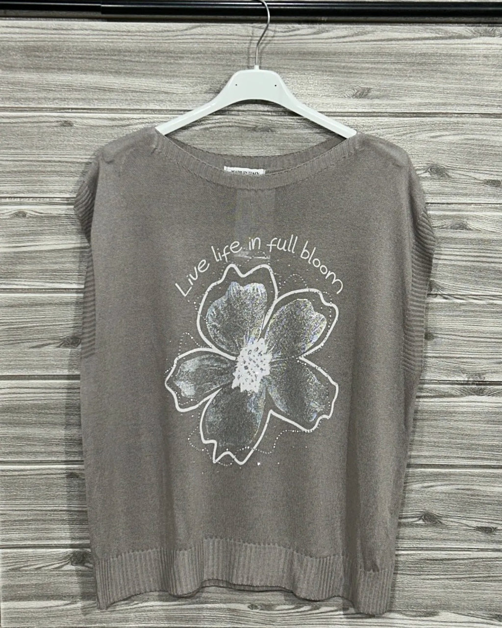BLUSA SM FLOR PLATEADA