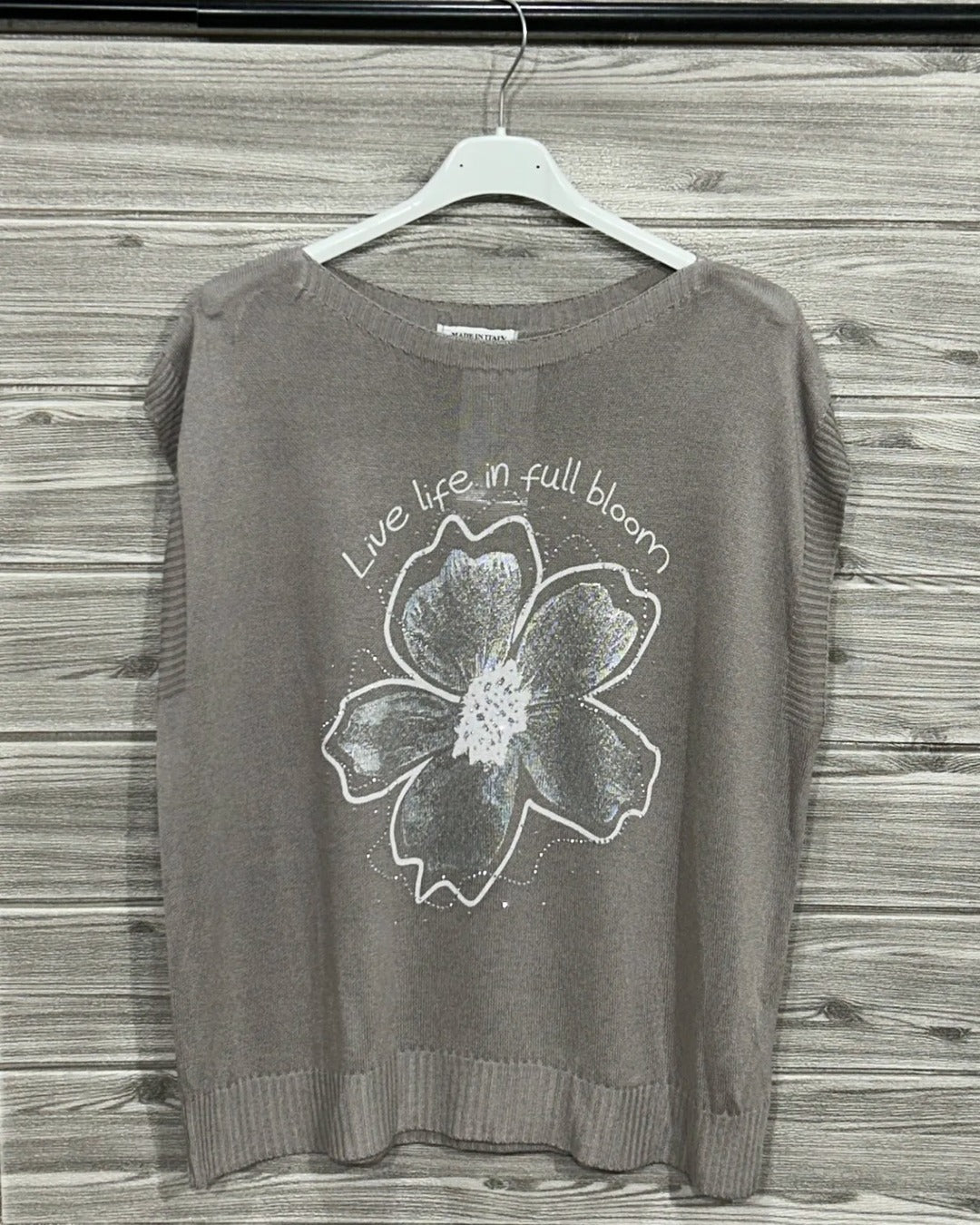 BLUSA SM FLOR PLATEADA