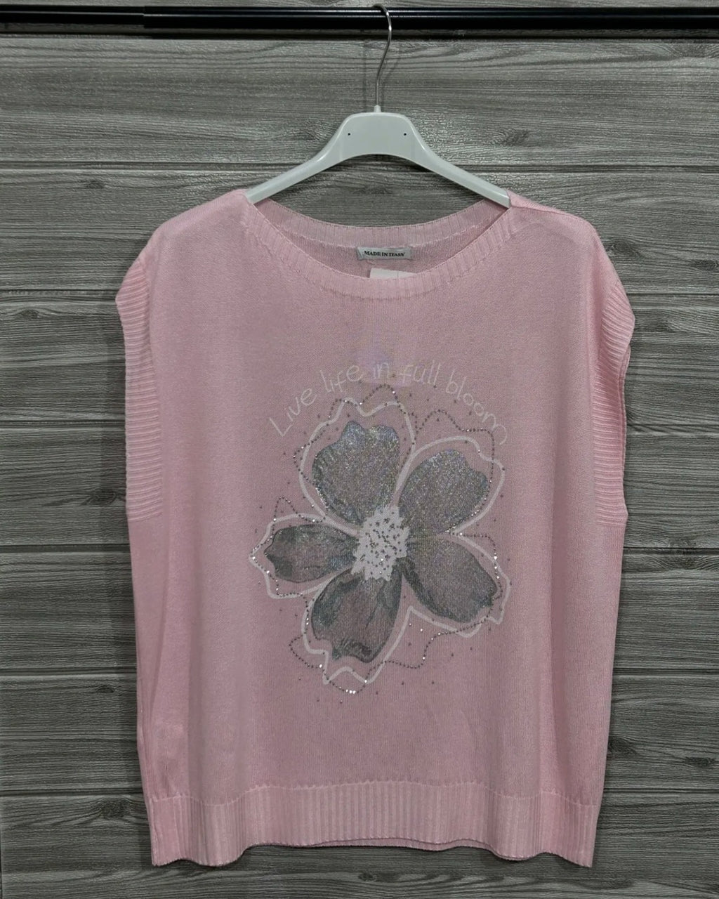 BLUSA SM FLOR PLATEADA