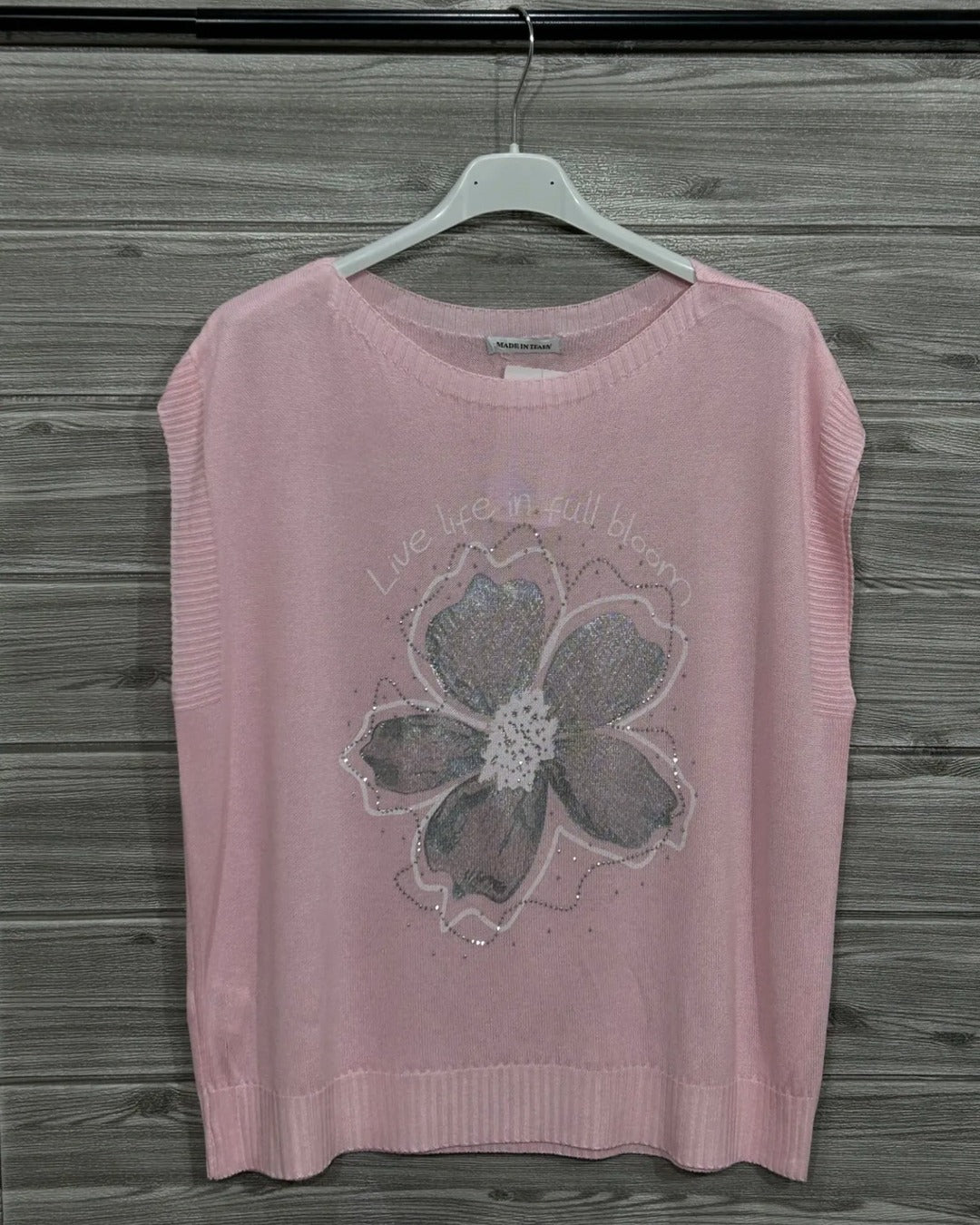 BLUSA SM FLOR PLATEADA