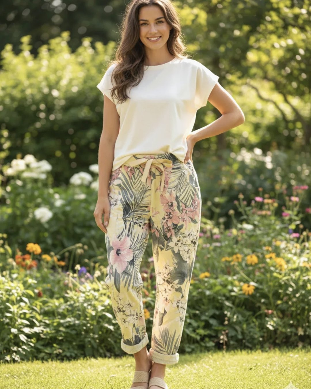 JOGGER FLORES ROSA/VERDE