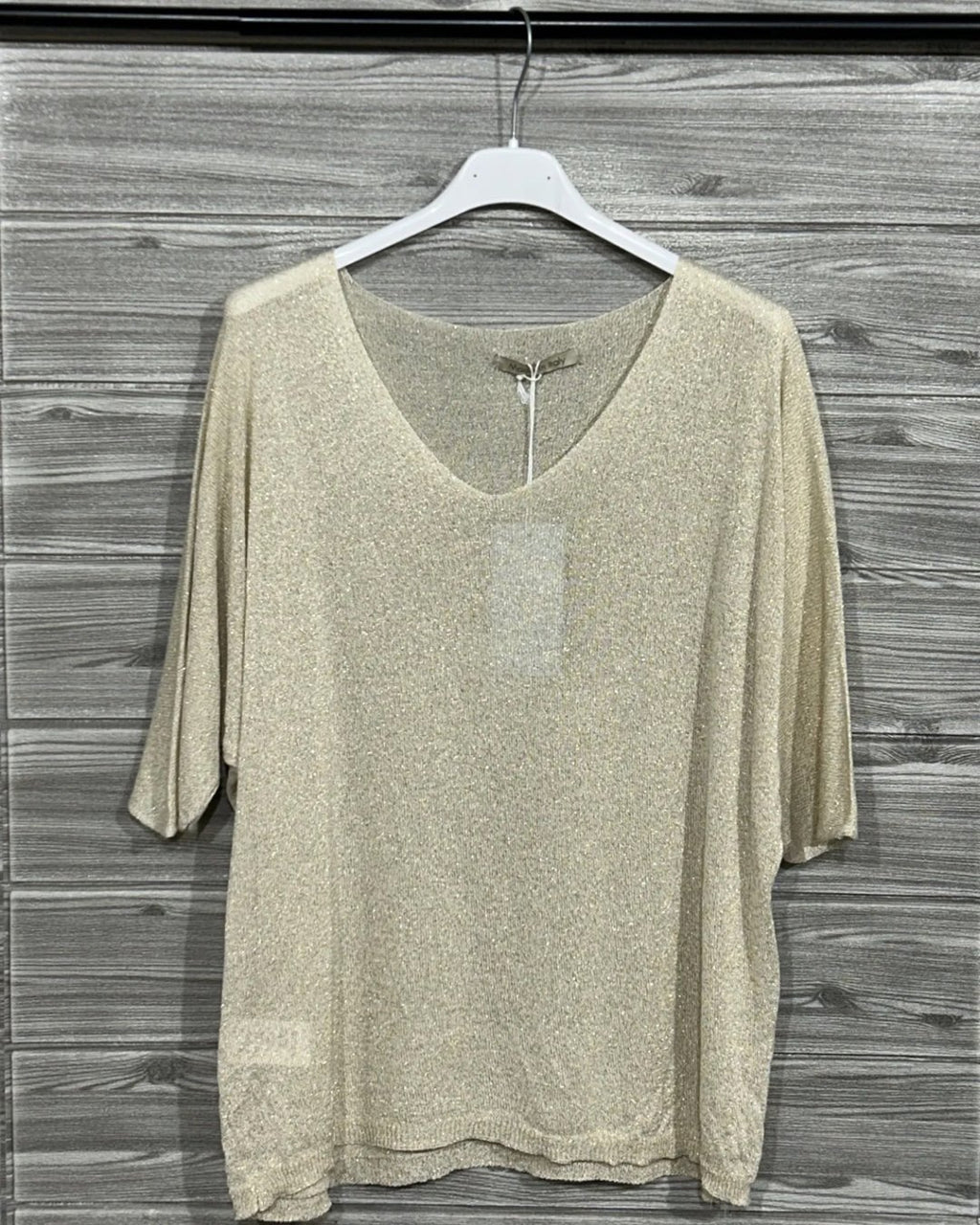 BLUSA MC CUELLO V LUREX