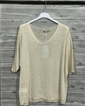 BLUSA MC CUELLO V LUREX