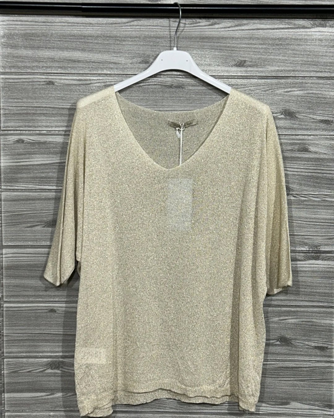 BLUSA MC CUELLO V LUREX