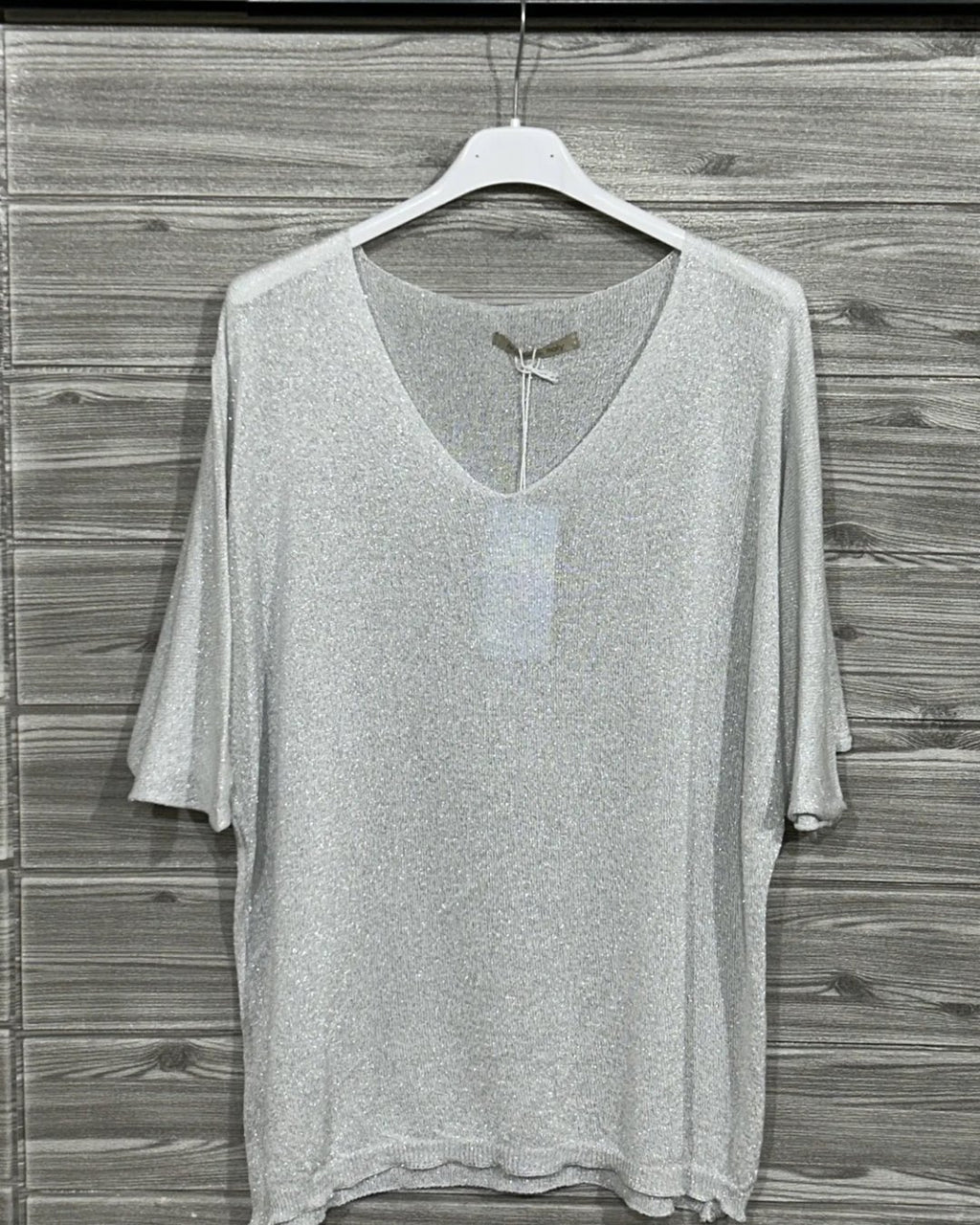 BLUSA MC CUELLO V LUREX