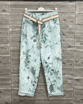 JOGGER FLORES VERDE AGUA CORREA