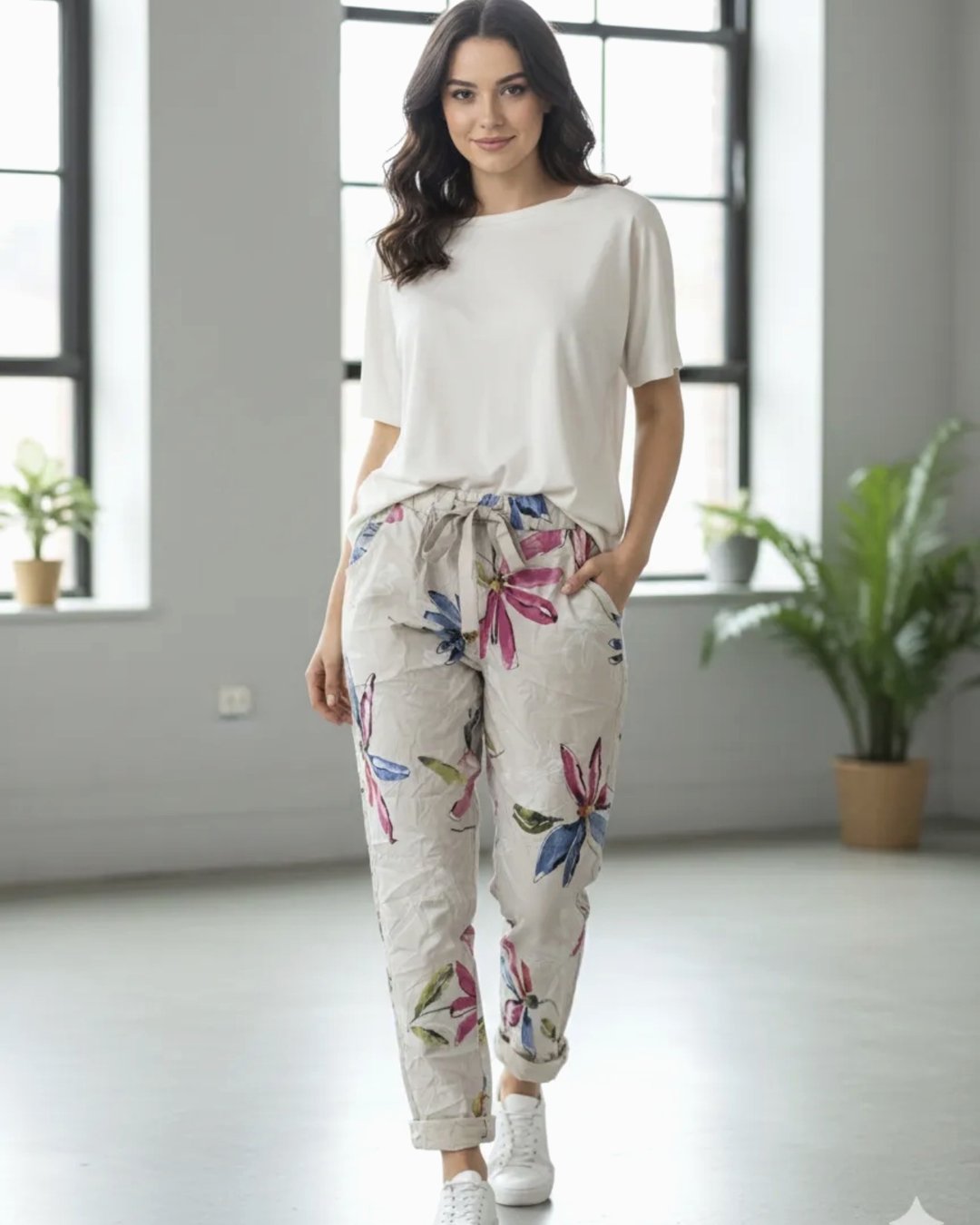 JOGGER FLORES FUCSIA/AZULES