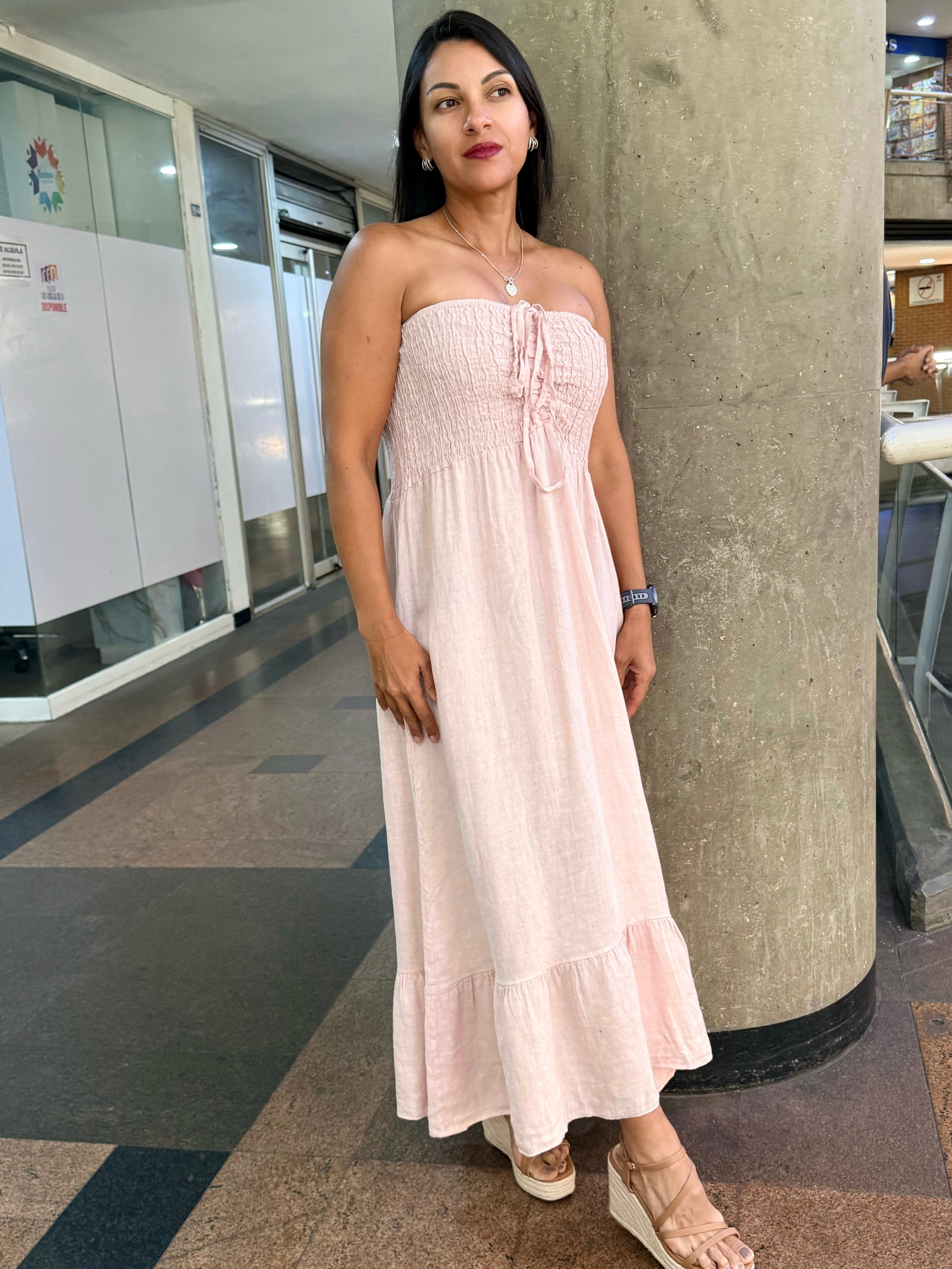 Vestido Offshoulder Largo Arruche