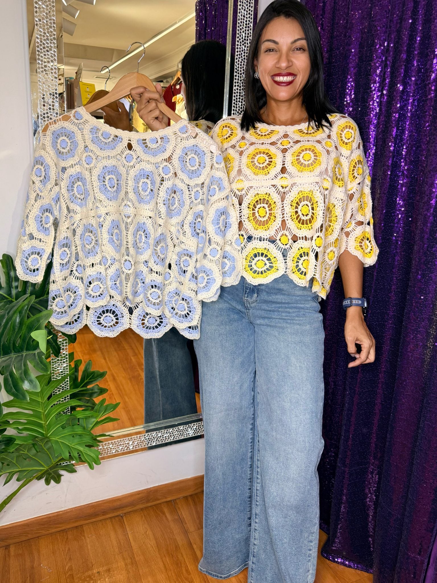 BLUSA MC CROCHET FLORES